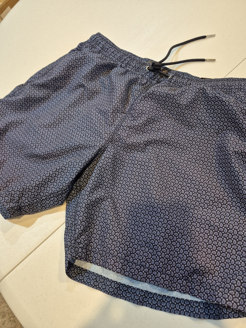 Slate & Stone Navy Paisley-Print Swim Trunks 4804